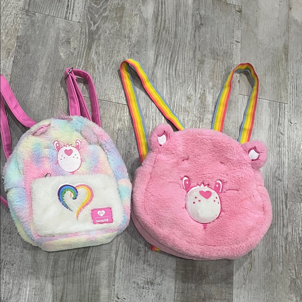 Care Bears Loungefly backpack 🎒 Colorful Plush Bear Backpack Set cute - Picture 5 of 13